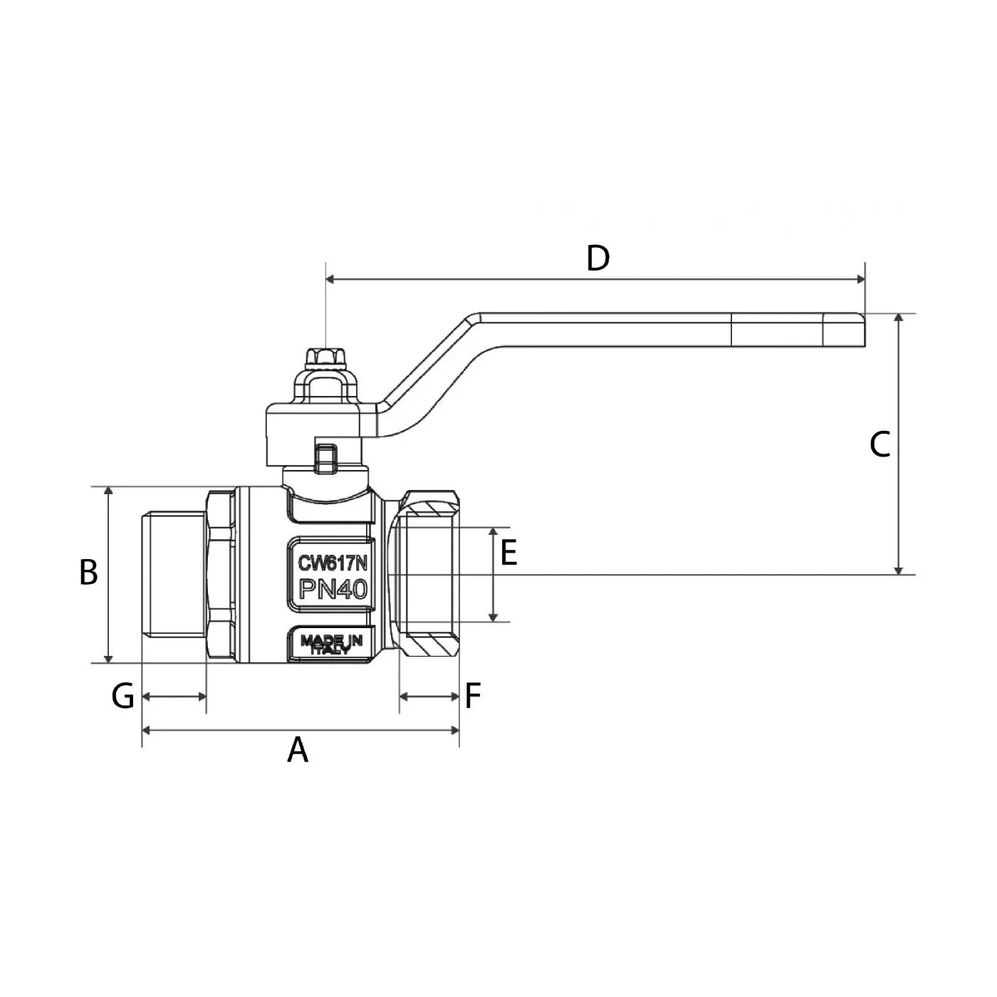 BlueGee Nickel 1 in Male/Female Lever Ball Valve | 4Boats