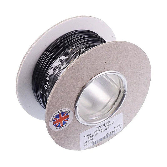 1 mm² Thin-Wall Copper Cable 32×0.2 mm - 50 m Black | 4Boats