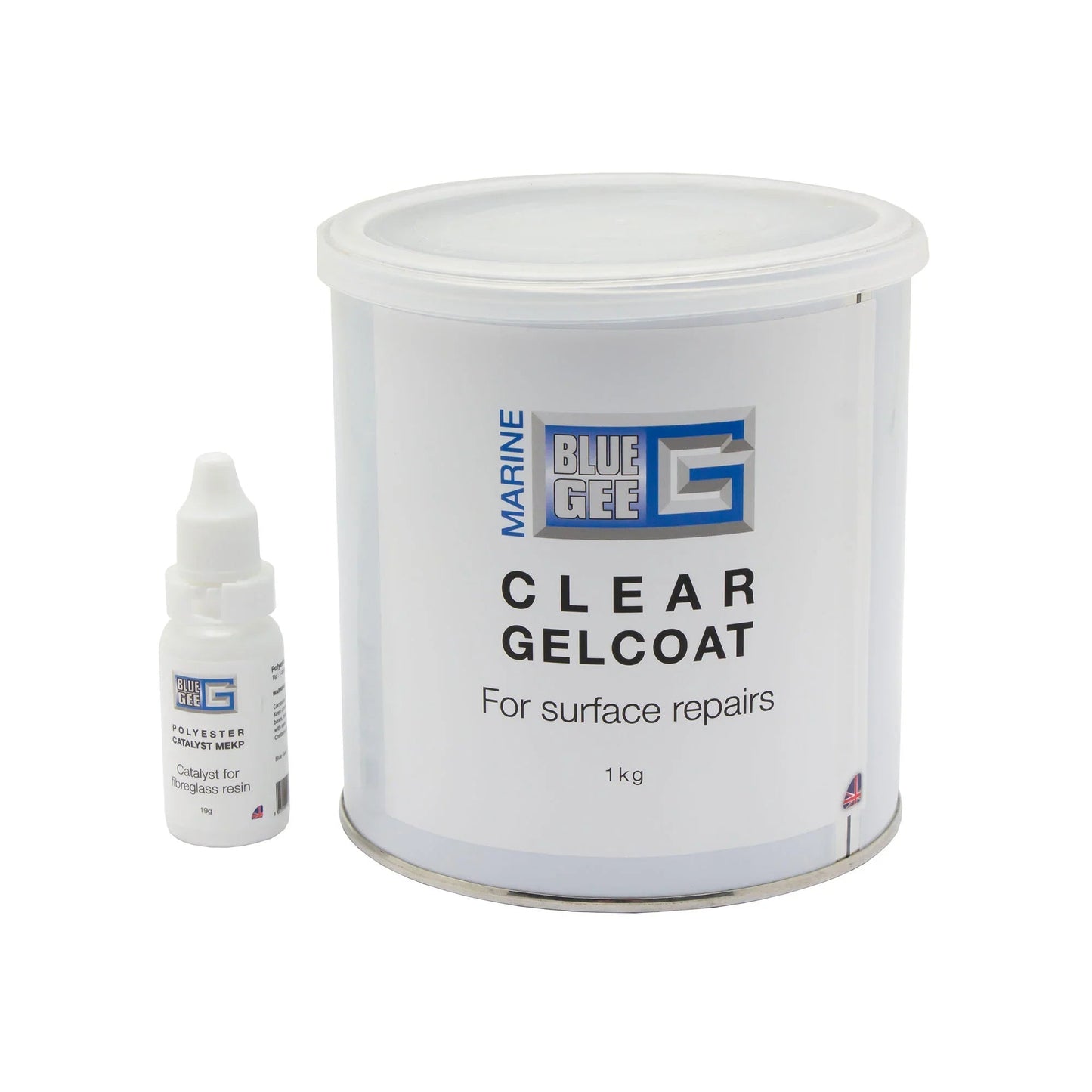 Blue Gee Clear Gelcoat & Catalyst 1kg Marine GRP Boat Repair Kit BG18001