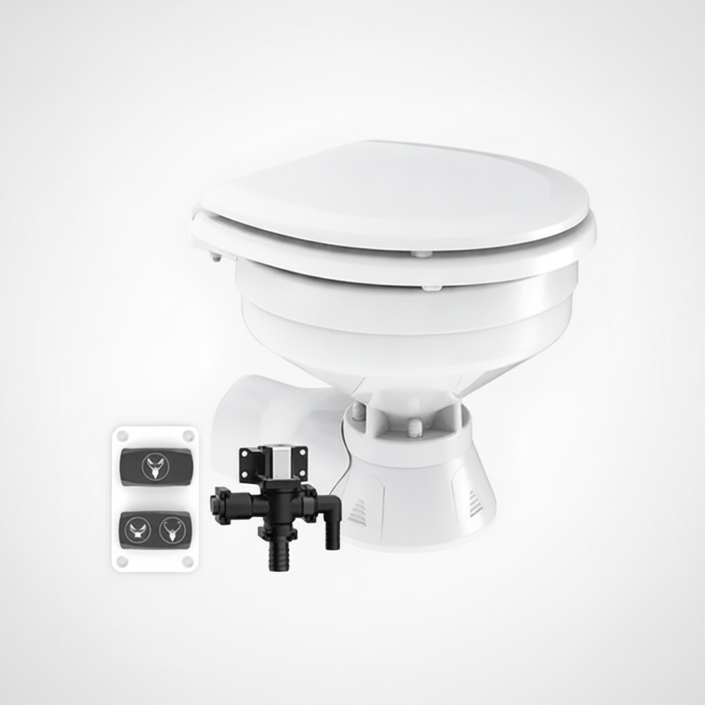 24V Quiet Flush Freshwater Electric Toilet Compact Marine Boat