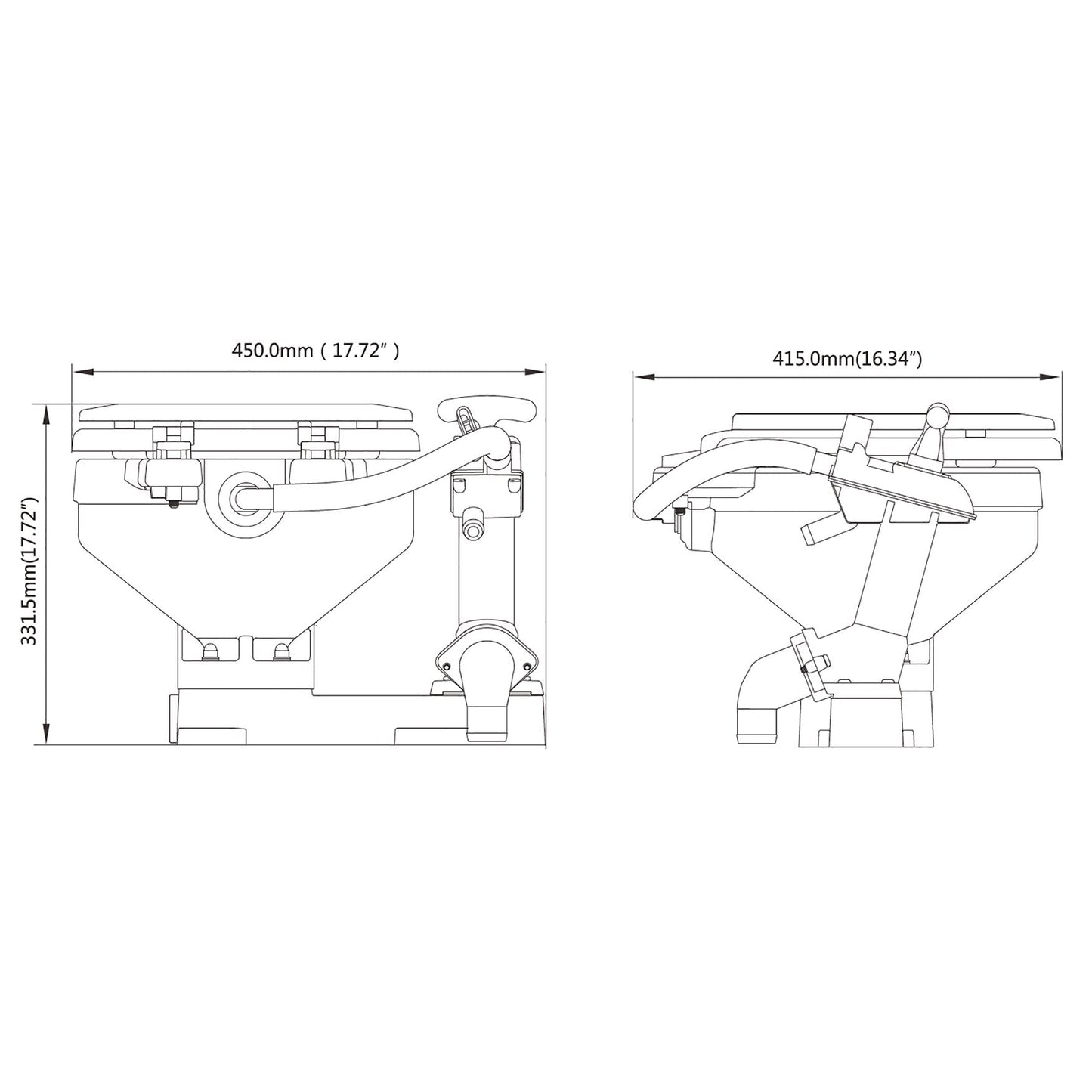 Seaflo Manual Marine Toilet Compact SFMTM-01 Jabsco 29090-3000 Replacement
