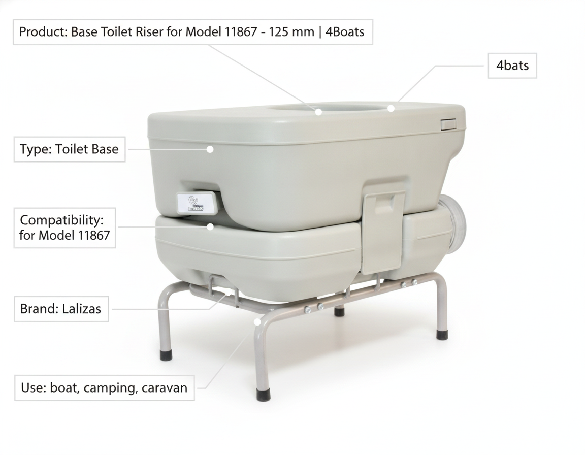 Base Toilet Riser for Model 11867 - 125mm Marine Grade Portable Toilet Base 11870