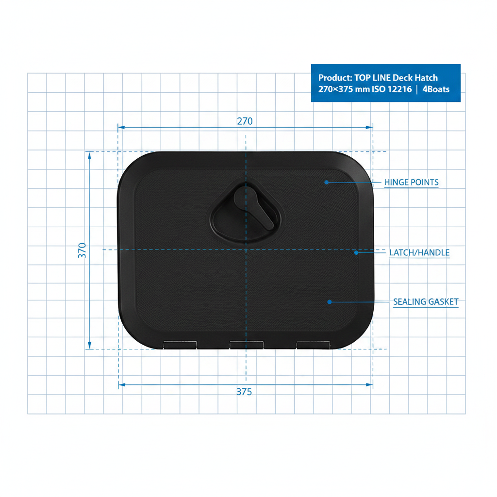 Nuova Rade Top Line Black Marine Access Hatch 270x375mm ISO 12216 Boat Deck Part