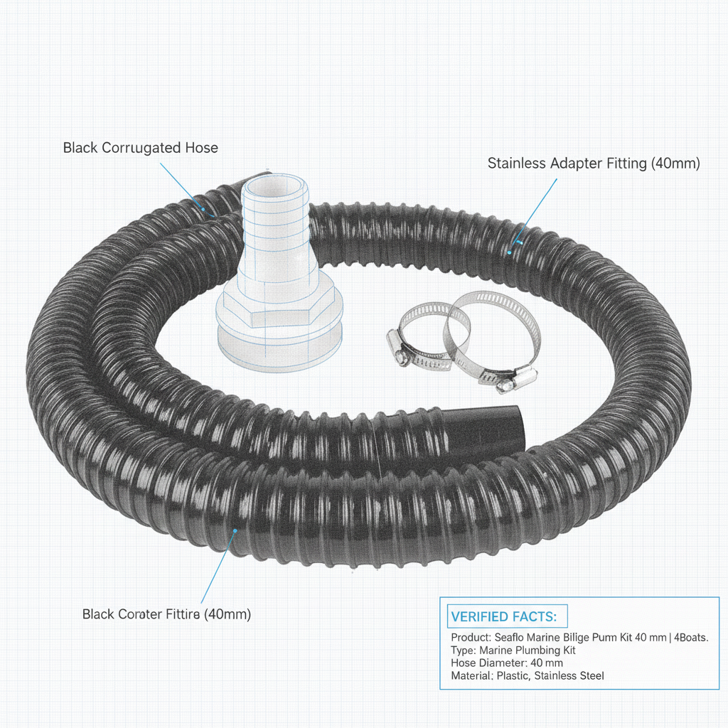 SEAFLO BPK150001 Bilge Pump Plumbing Kit 1-1/2" 40mm Hose Thru-Hull Clamps