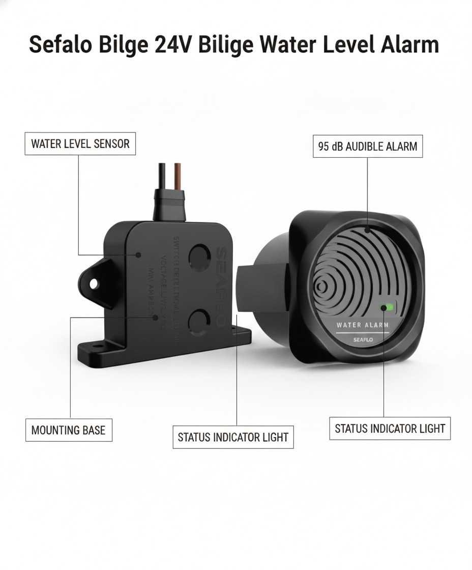Seaflo 24V Bilge High Water Level Alarm System Panel 95dB Marine Boat WAS21001