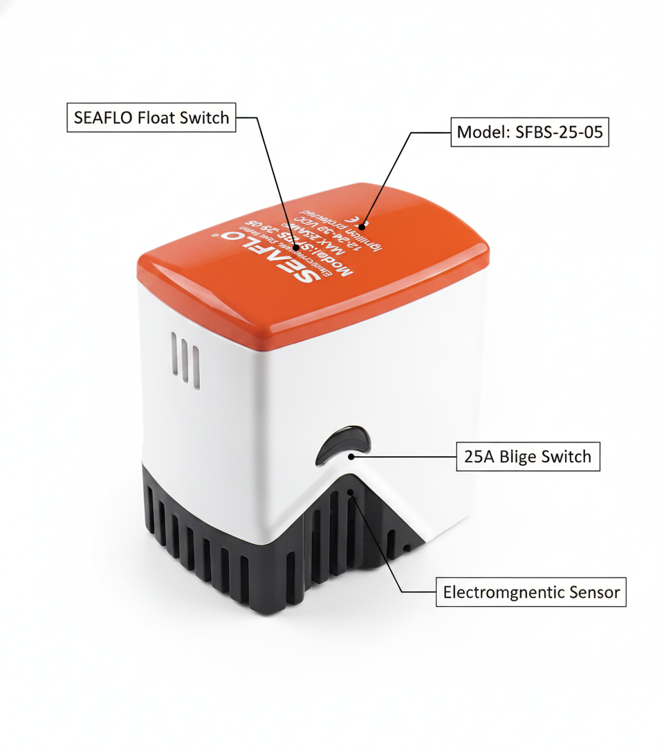 Seaflo BS2505 Heavy Duty 25A Electromagnetic Bilge Pump Float Switch 12V 24V 32V