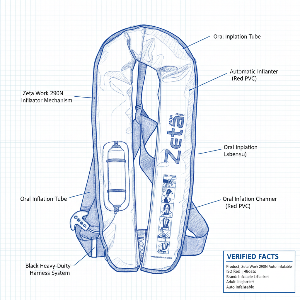 Lalizas Zeta Inflatable Lifejacket 290N ISO 12402-2 Adult Auto Red