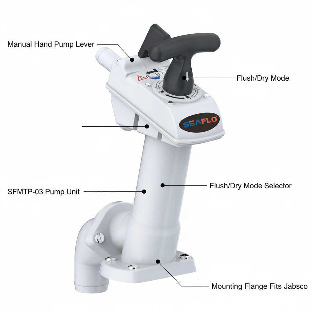 SEAFLO Marine Toilet Manual Hand Flush Pump SFMTP-03 Replacement Fits Jabsco