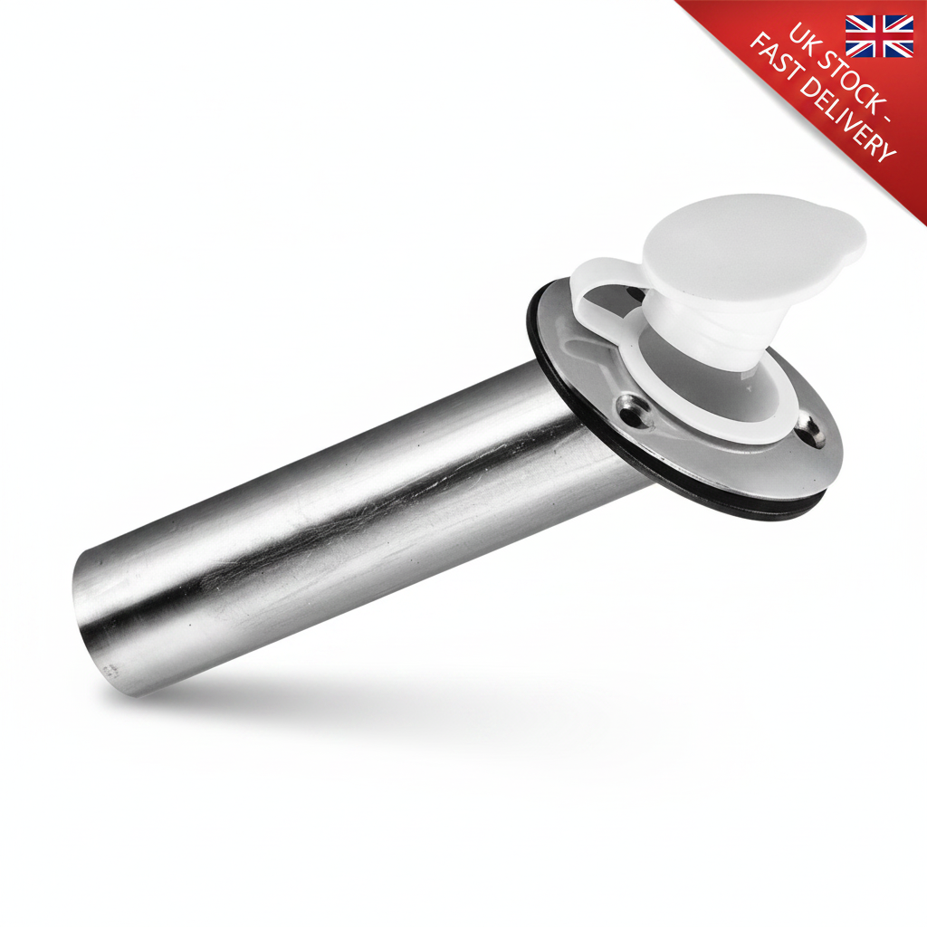 Stainless Steel Boat Rod Holder Flush Mount 226mm x 38mm White Cap Marine Grade