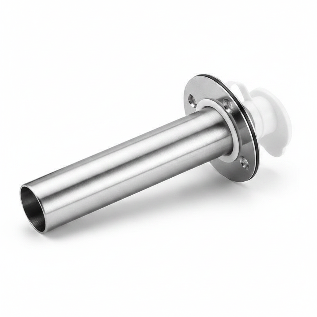 Stainless Steel Boat Rod Holder Flush Mount 226mm x 38mm White Cap Marine Grade