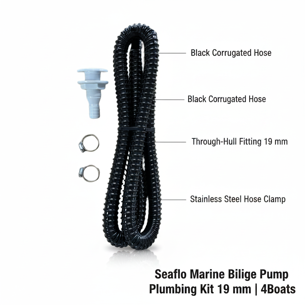 SEAFLO Marine Bilge Pump Plumbing Kit 3/4" 19mm Hose Clamps Thru-Hull BPK075001