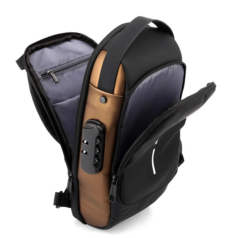 Men's Chest Bag Password Lock Anti-theft Biker Bag Leisure Outdoor Running Travel Waist Bag Shoulder Crossbody Sports Backpacks