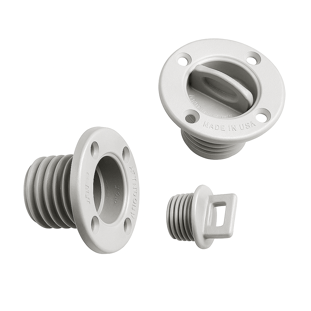 Marine Drain 43mm Drain Socket & Plug 4-Hole Flange | 4Boats