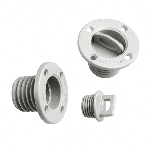 Marine Drain 43mm Drain Socket & Plug 4-Hole Flange | 4Boats