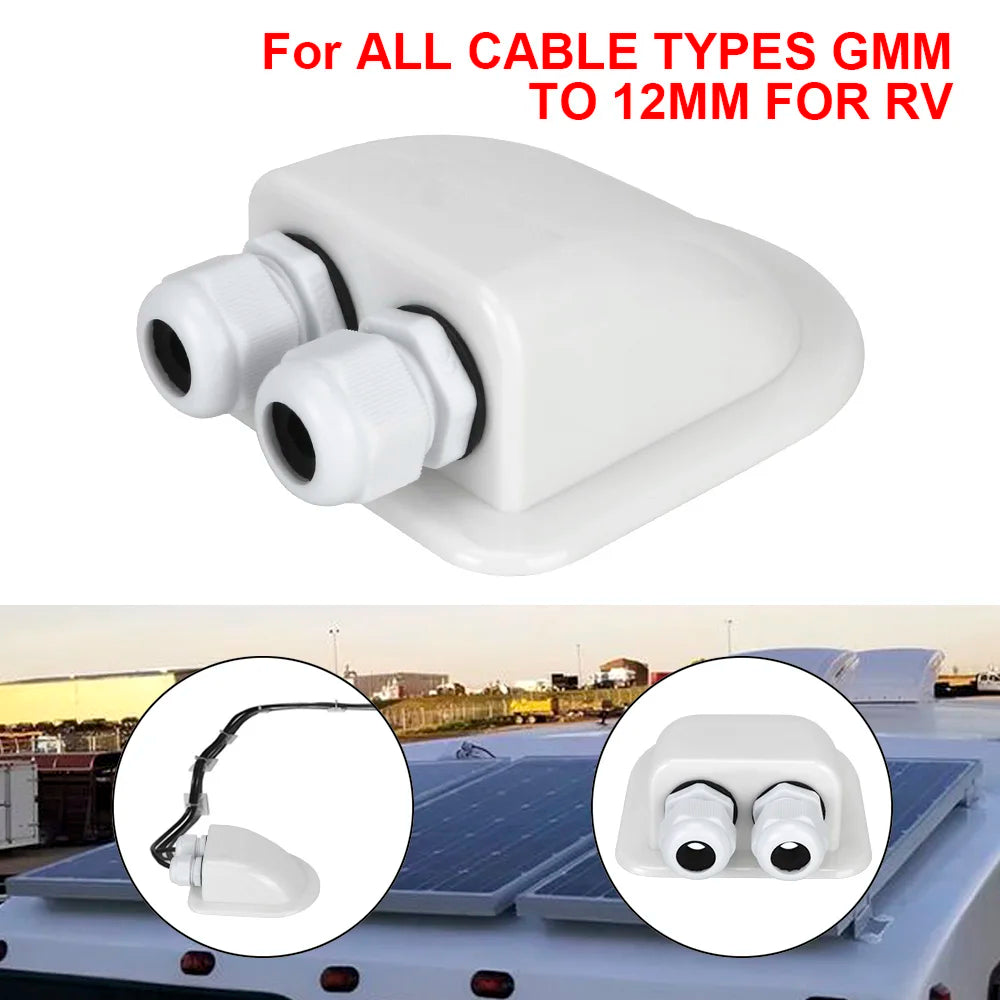 Caravan Solar Car Junction Box Cable Entry Gland Box Roof Wire Entry Cable Connector Holder Dual Hole Automotive Accessories