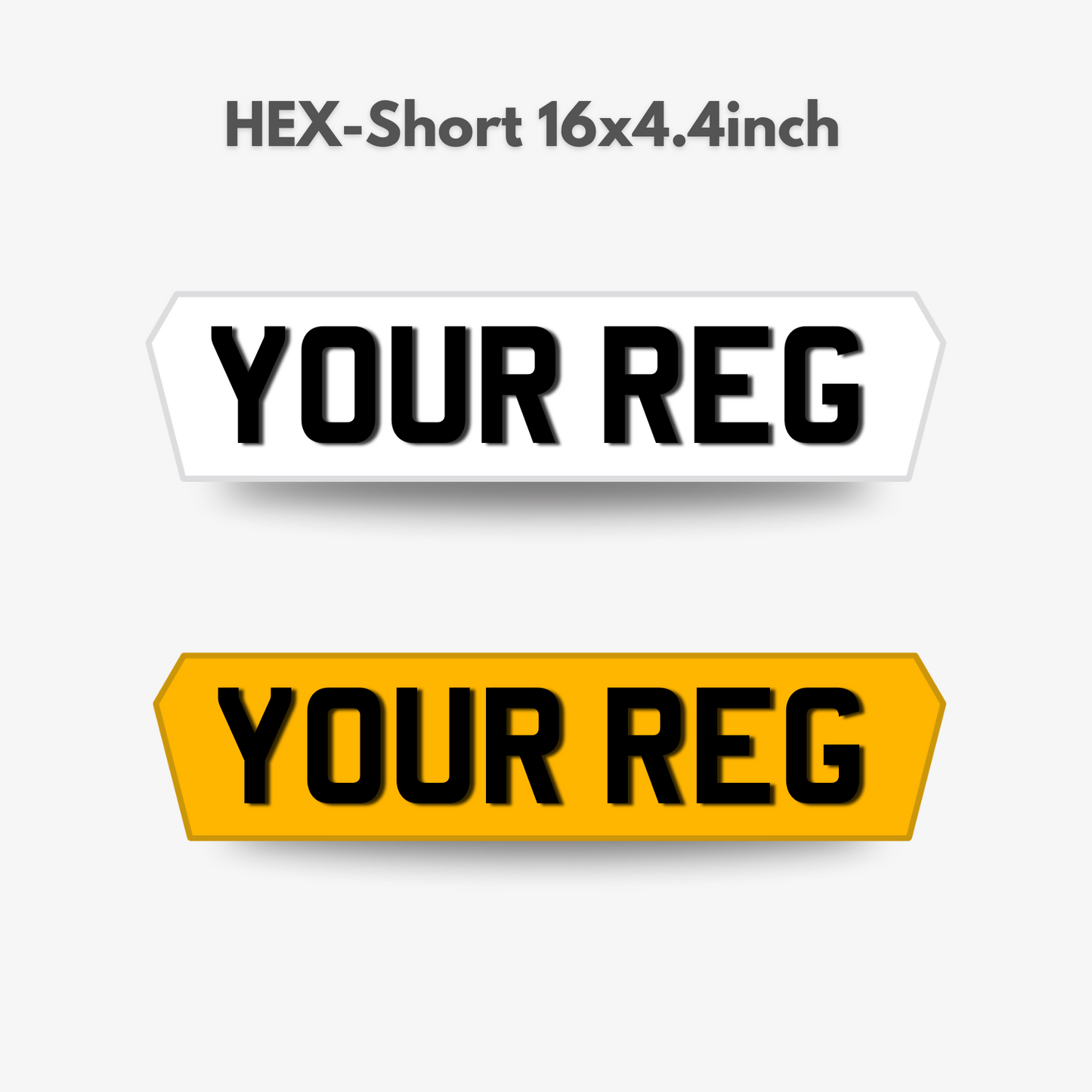 HEX/ Lambo Road Legal Number Plate in Gloss Inner Matte Outline Ghost