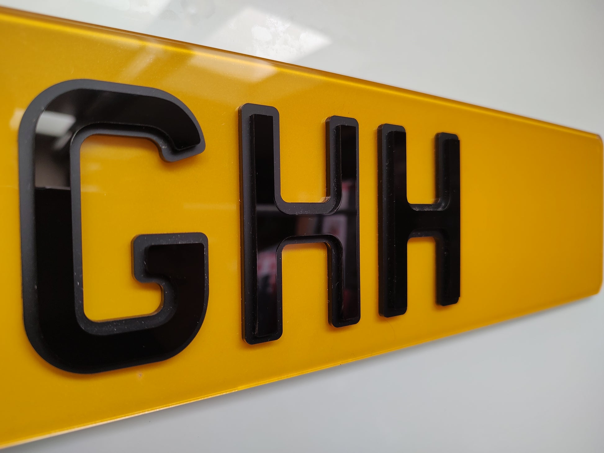 Matte lower gloss upper Pyramid , Leigh, Bolton, Wigan number plate maker, number plate supplier, number plate bulk wholesale supplier