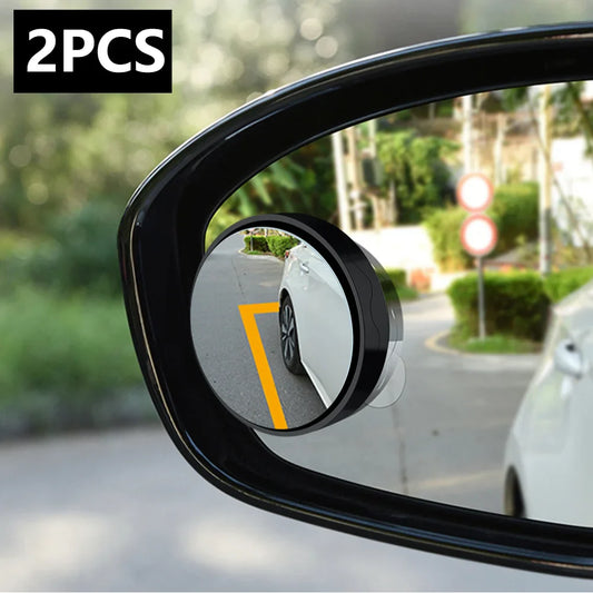 2PCS Car Blind Spot Rear View Mirror – Round Frame Wide Angle Mirrors with 360° Rotation