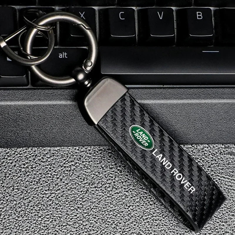 Carbon fiber Car Keychain Key Ring Pendants For Land Rover Discovery 2 3 4 Range Rover Freelander SVR Evoque Keyring Accessories