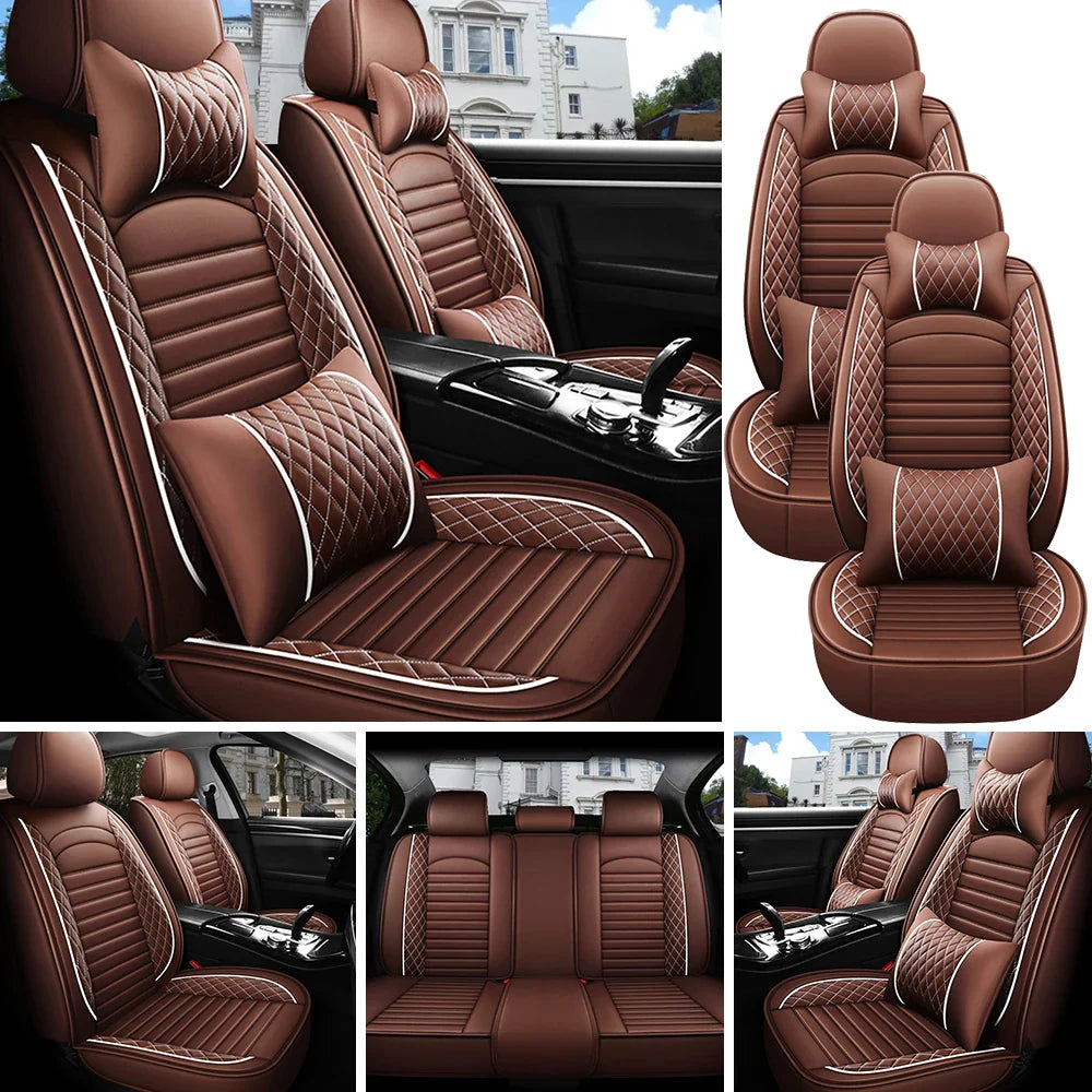 5-Seats PU Leather Universal Car Seat Covers Full set Front Rear Seat Cushion