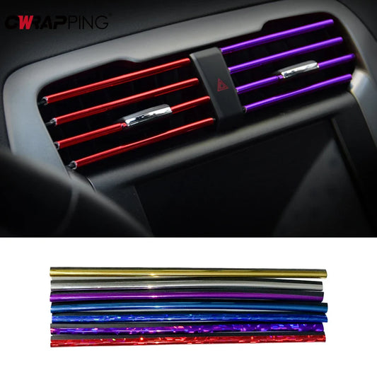 10 Pcs Colorful Car Accessories DIY Auto Interior Air Conditioner Outlet Vent Grille Chrome Decoration Strip for Car Styling