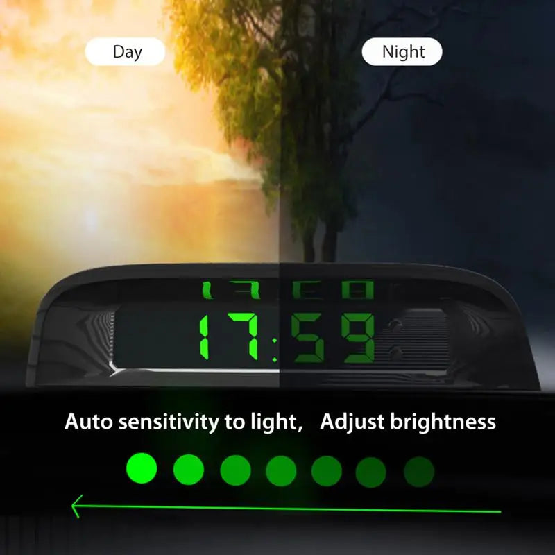 Portable Solar Car Digital LCD Clock & Temperature Display – Auto Dashboard Clocks with Backlight