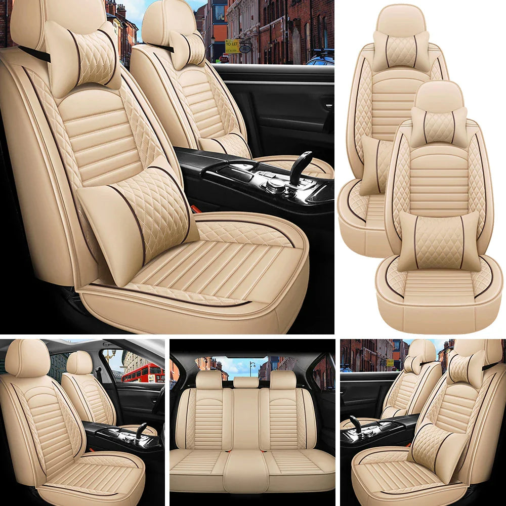 5-Seats PU Leather Universal Car Seat Covers Full set Front Rear Seat Cushion