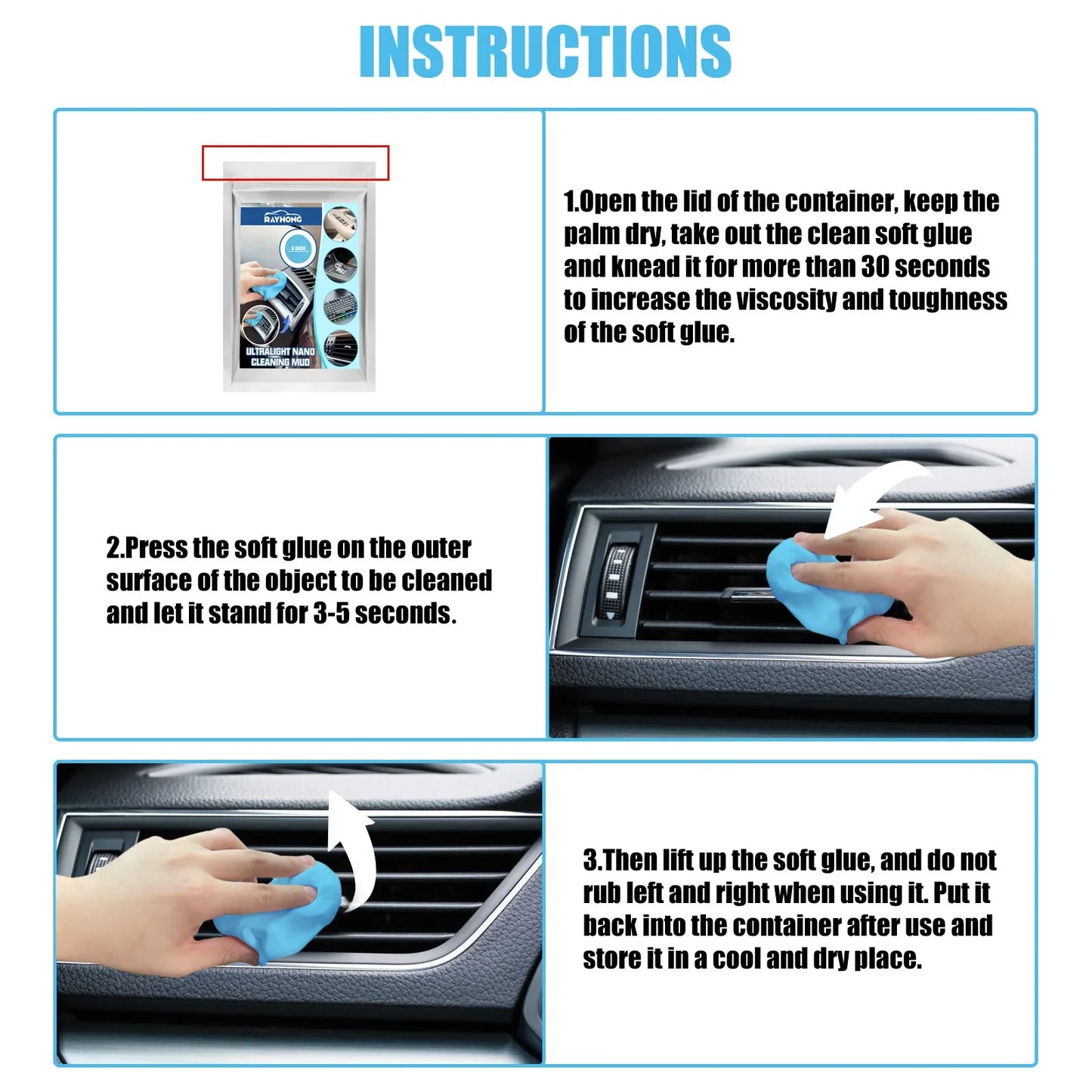 Car Dust Cleaning Mud Glue Car Interior Air Vent Dashboard Cleaning