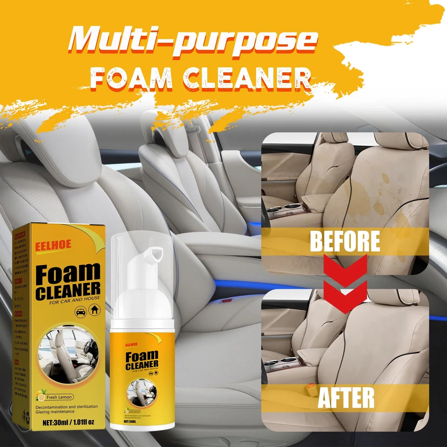 100ML Multi-Purpose Foam Cleaner Leather Clean Wash Automoive Car Interior