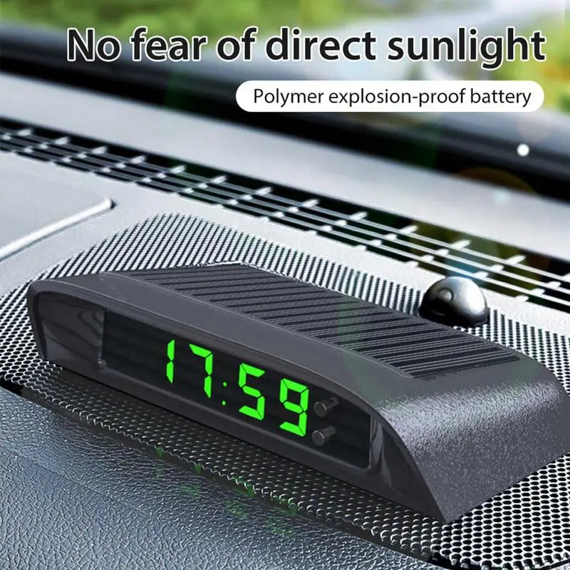 Portable Solar Car Digital LCD Clock & Temperature Display – Auto Dashboard Clocks with Backlight