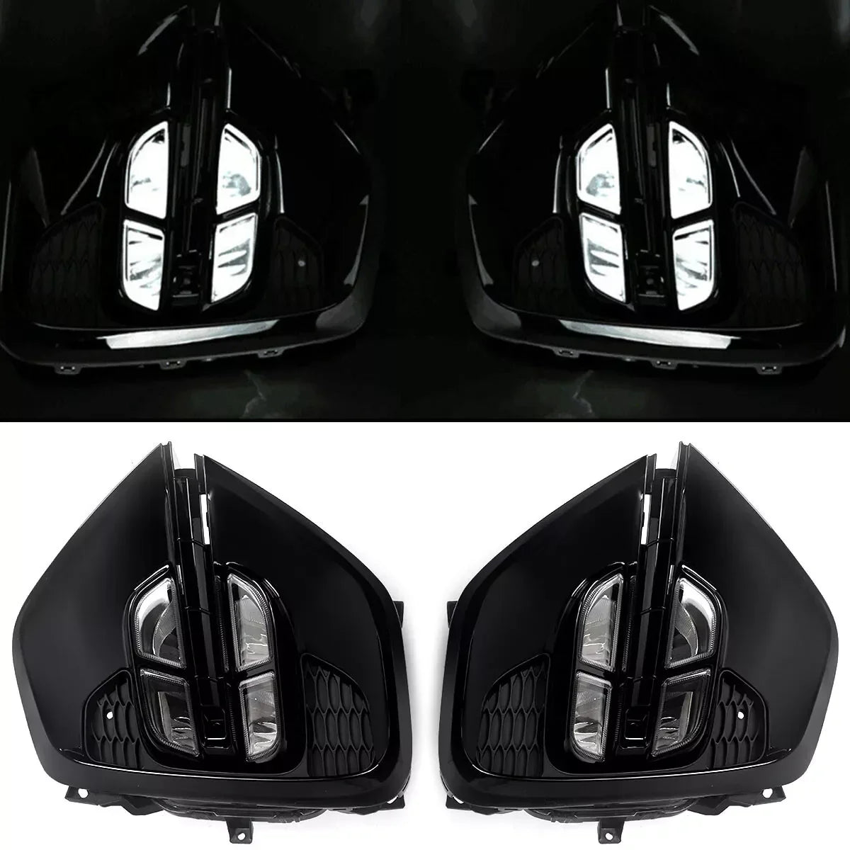 Quad LED Fog Lights Kit  Switch Wires Fog Light Assembly Car Signal Light Plug and Play