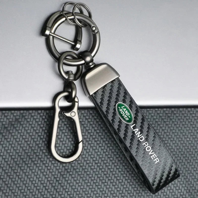 Carbon fiber Car Keychain Key Ring Pendants For Land Rover Discovery 2 3 4 Range Rover Freelander SVR Evoque Keyring Accessories