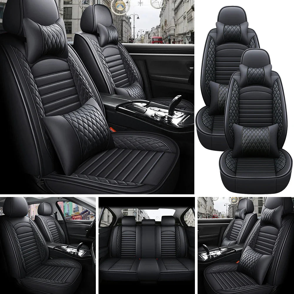 5-Seats PU Leather Universal Car Seat Covers Full set Front Rear Seat Cushion
