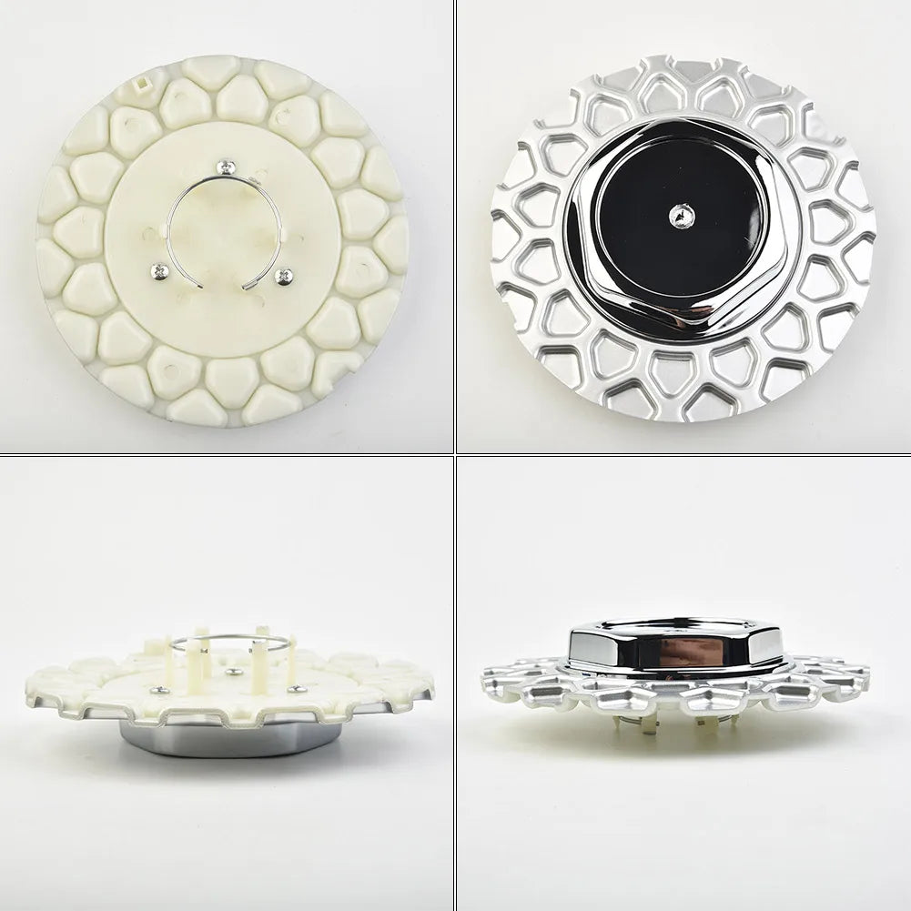 1pc Wheel Center Cap Silver 6.18 Inch/2.05 Inch 157 MM/52 MM Wheel Center Hub Cap Flower Pattern Personalized Tire Hub Sticker