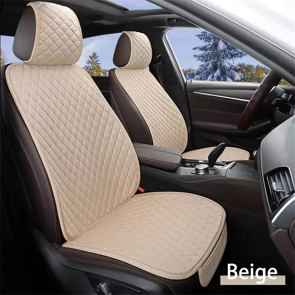 Universal Flax Car Seat Cover Front Rear Cushion Comfortable Breathable Protector Mat.