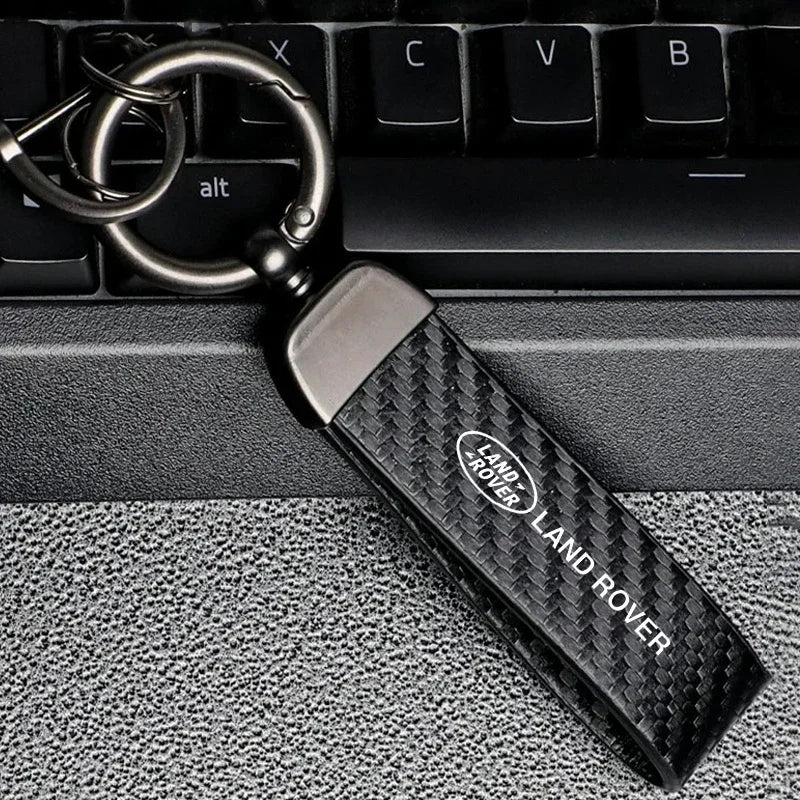 Carbon fiber Car Keychain Key Ring Pendants For Land Rover Discovery 2 3 4 Range Rover Freelander SVR Evoque Keyring Accessories
