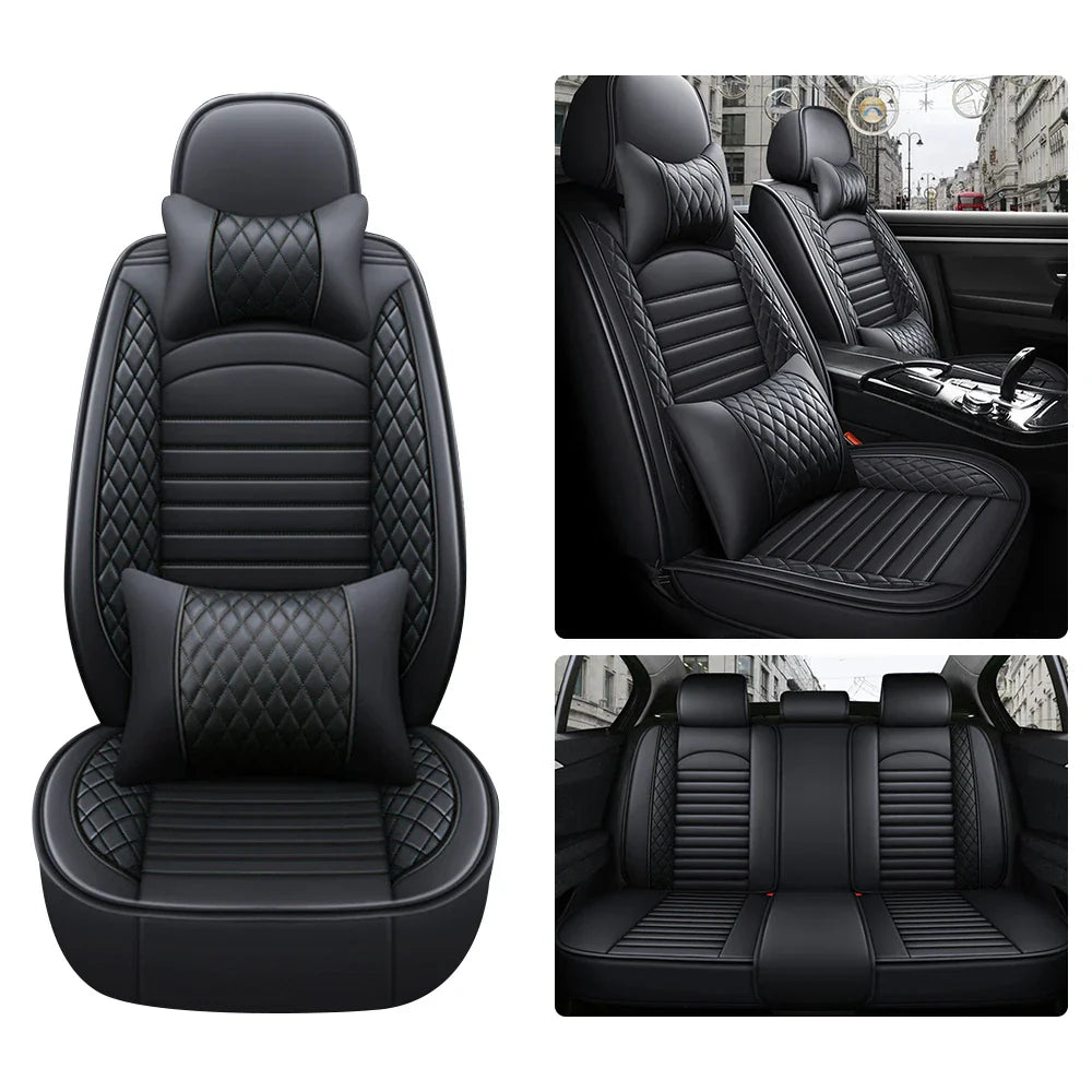 5-Seats PU Leather Universal Car Seat Covers Full set Front Rear Seat Cushion