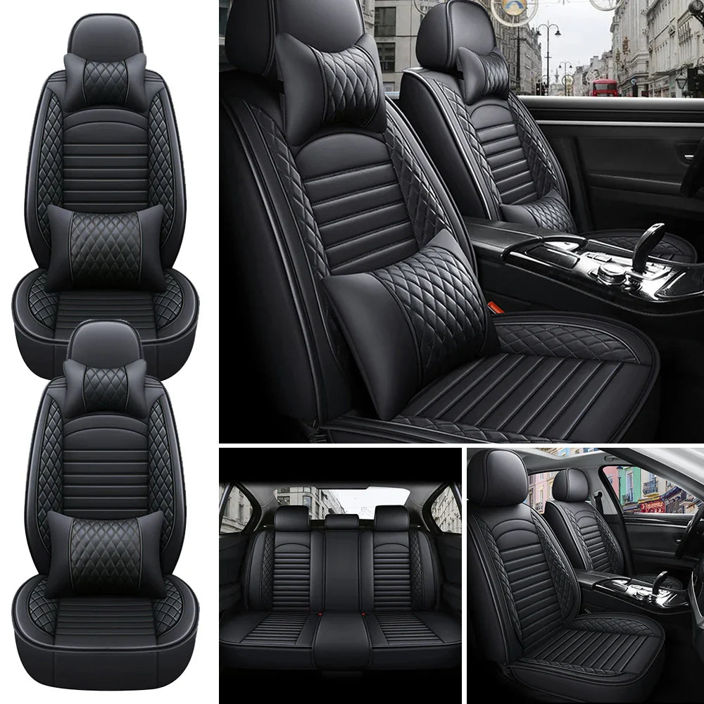 5-Seats PU Leather Universal Car Seat Covers Full set Front Rear Seat Cushion