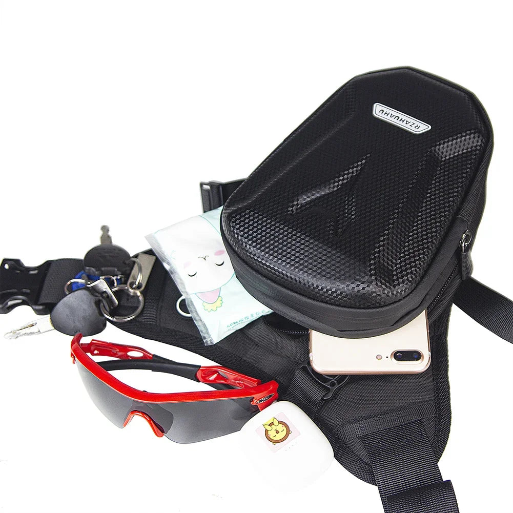 Motorbike Drop Waist Leg Bag EVA Hard Shell Motorcycle Leg Side Bag Outdoor Casual Waist Packs Bike Phone Purse Hip Bum Pack