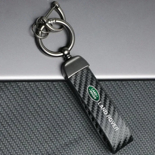 Carbon fiber Car Keychain Key Ring Pendants For Land Rover Discovery 2 3 4 Range Rover Freelander SVR Evoque Keyring Accessories