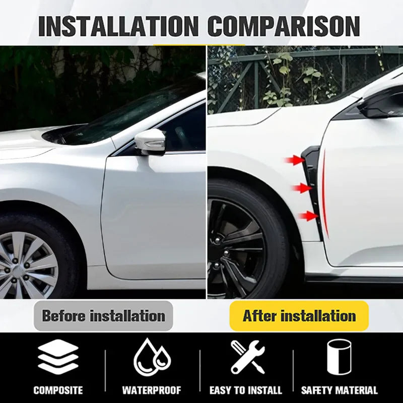 A Pair Car Side Fender Spoiler Wind Knife Side Gills Universal Air Vent Decorative Side Wing Stickers  Trim Accessorie