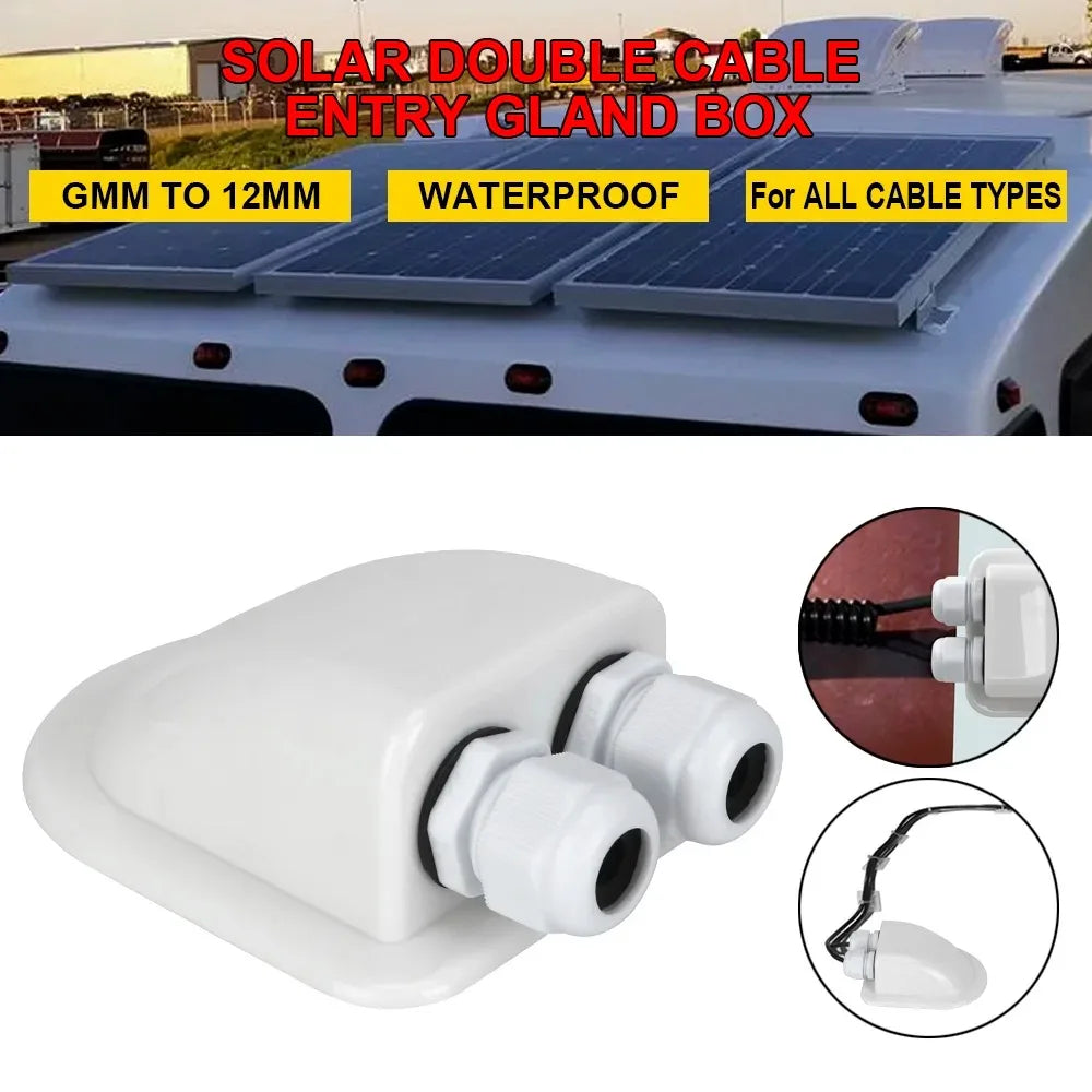 Caravan Solar Car Junction Box Cable Entry Gland Box Roof Wire Entry Cable Connector Holder Dual Hole Automotive Accessories
