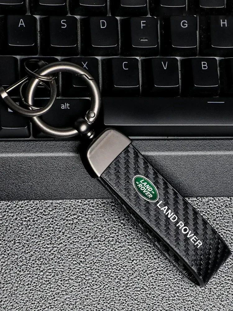 Carbon fiber Car Keychain Key Ring Pendants For Land Rover Discovery 2 3 4 Range Rover Freelander SVR Evoque Keyring Accessories