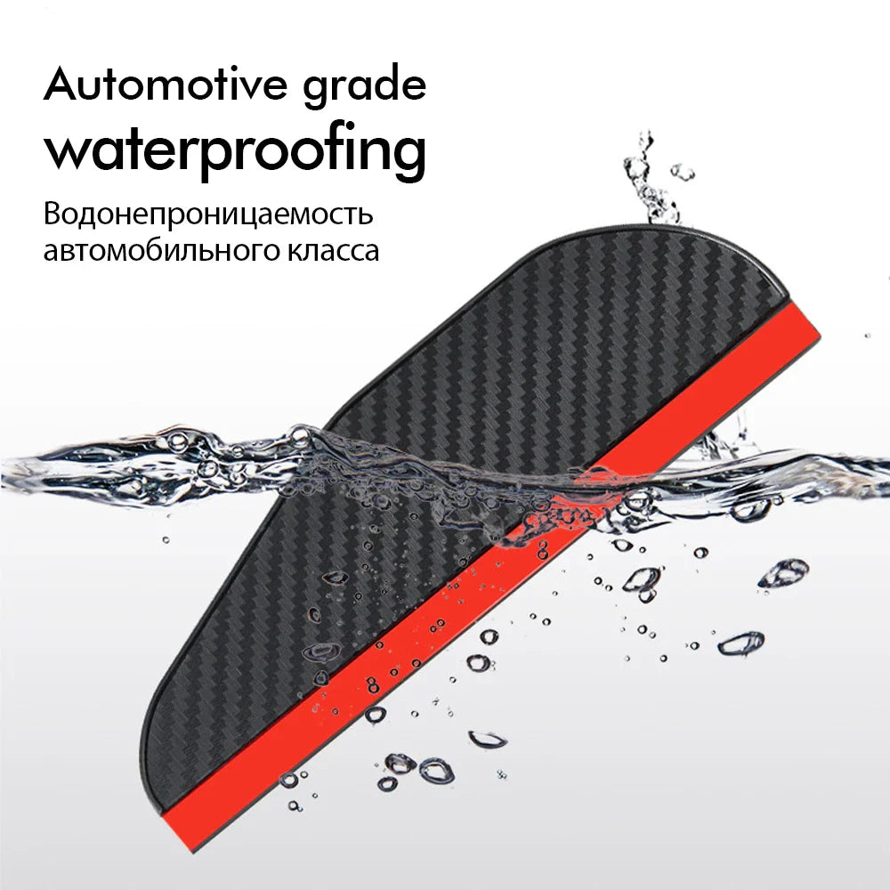 2 Pcs Car Carbon Fiber Rain Brow Rear View Mirror Rain Cover Self-Adhesive Sun Visor Clear Vision Tools Auto Mirror Accessories