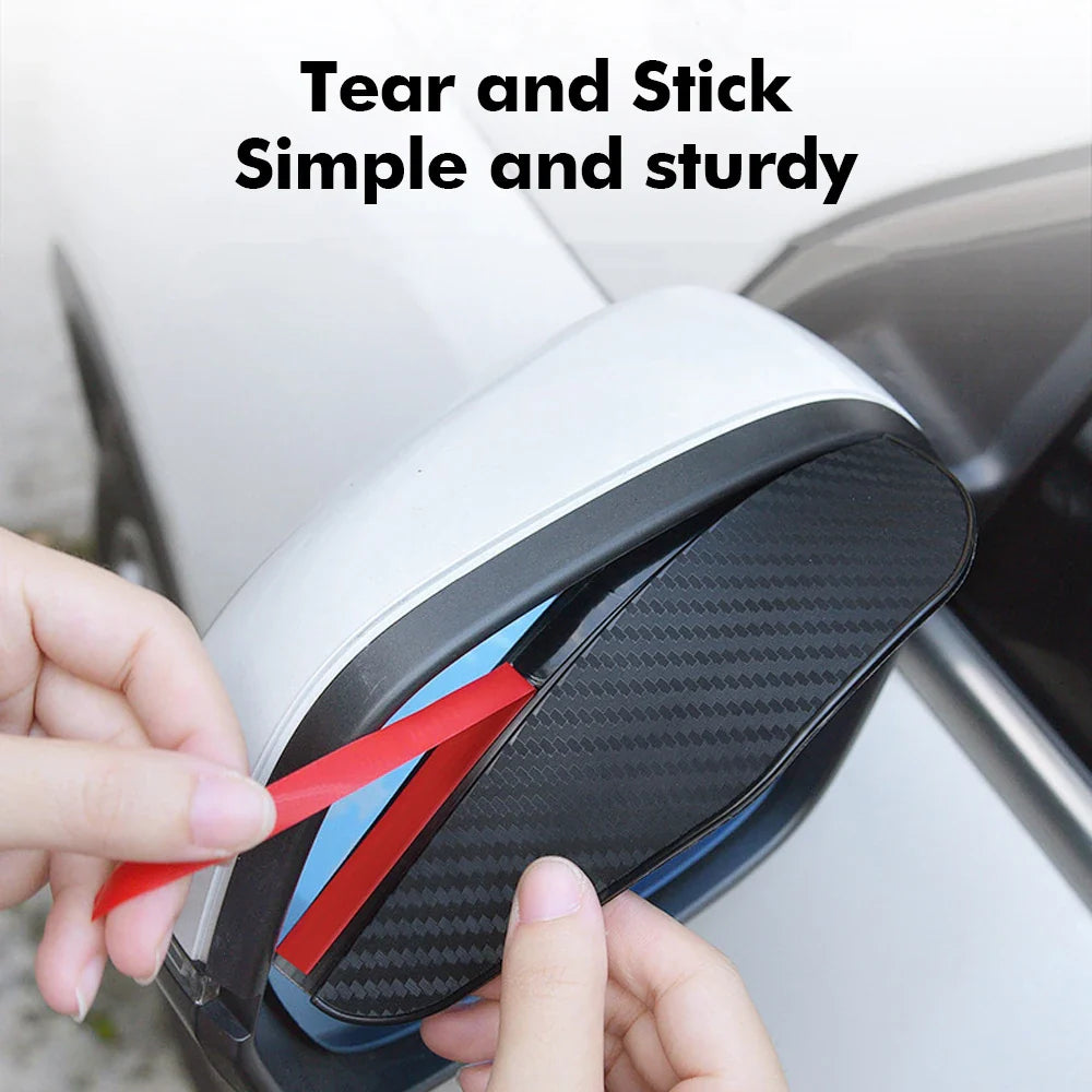 2 Pcs Car Carbon Fiber Rain Brow Rear View Mirror Rain Cover Self-Adhesive Sun Visor Clear Vision Tools Auto Mirror Accessories