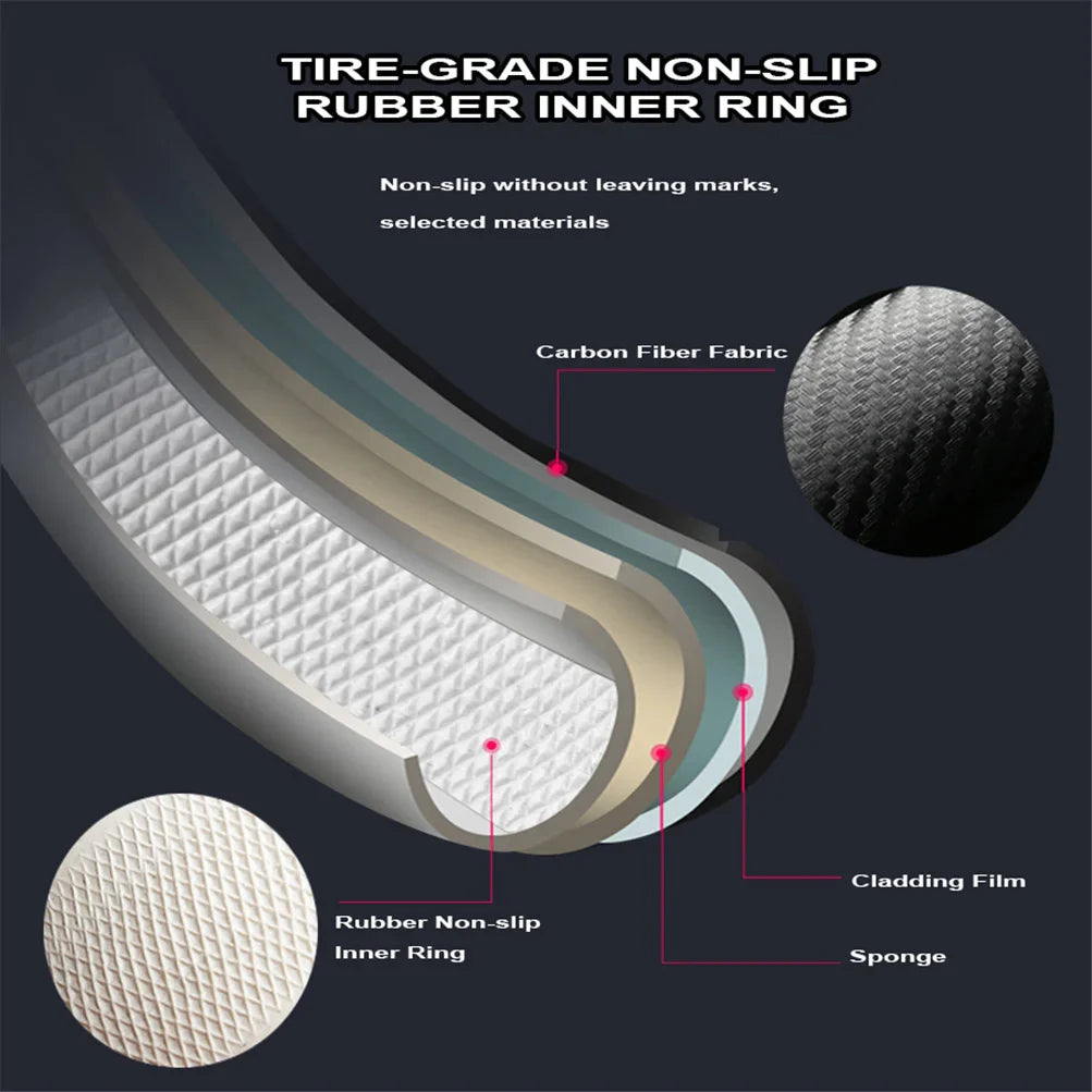 Carbon Fiber Leather Steering Wheel Cover  Breathable Non-slip Interior Accessories