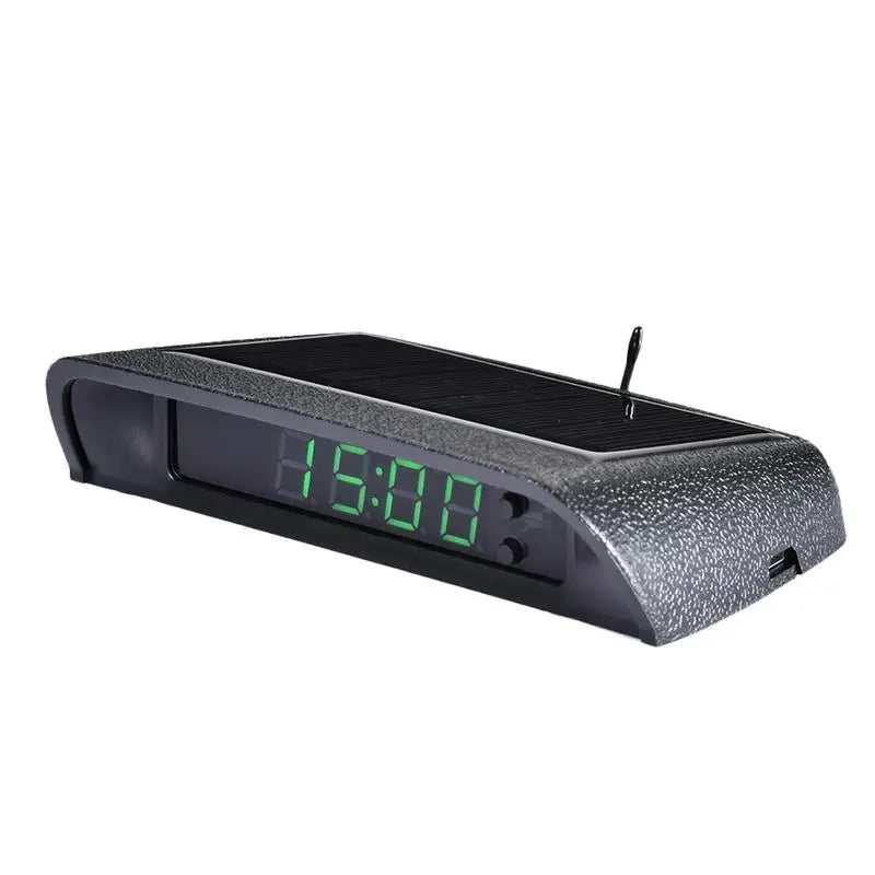 Portable Solar Car Digital LCD Clock & Temperature Display – Auto Dashboard Clocks with Backlight
