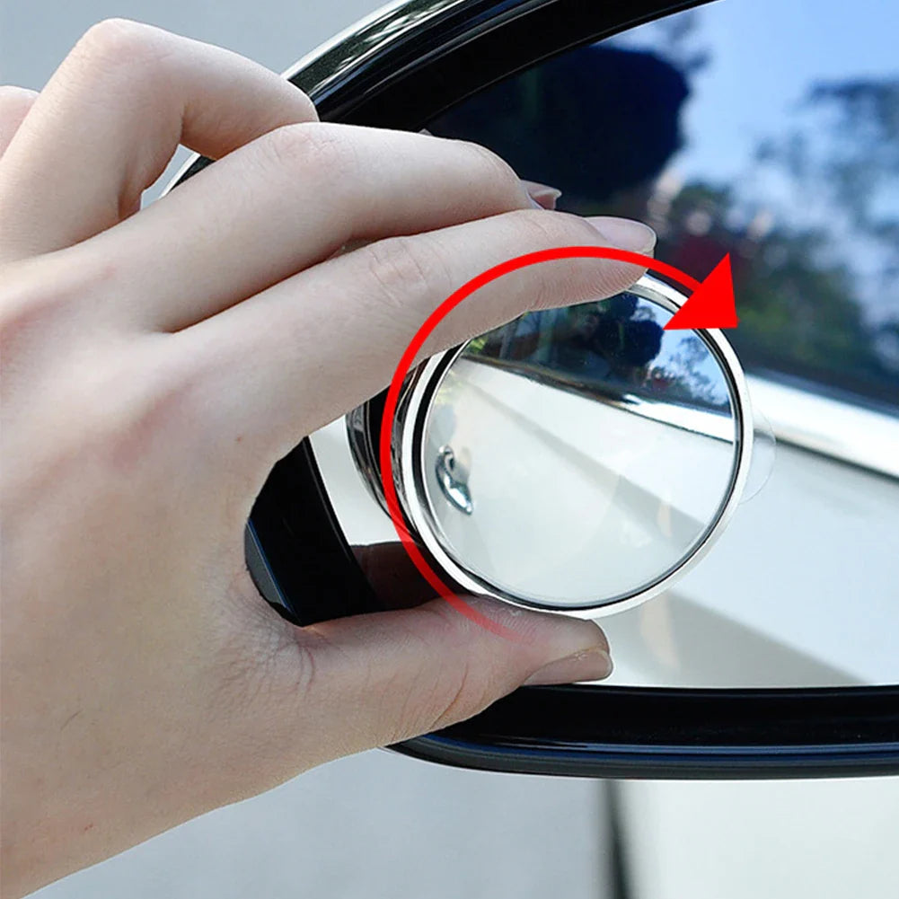 2PCS Car Blind Spot Rear View Mirror – Round Frame Wide Angle Mirrors with 360° Rotation