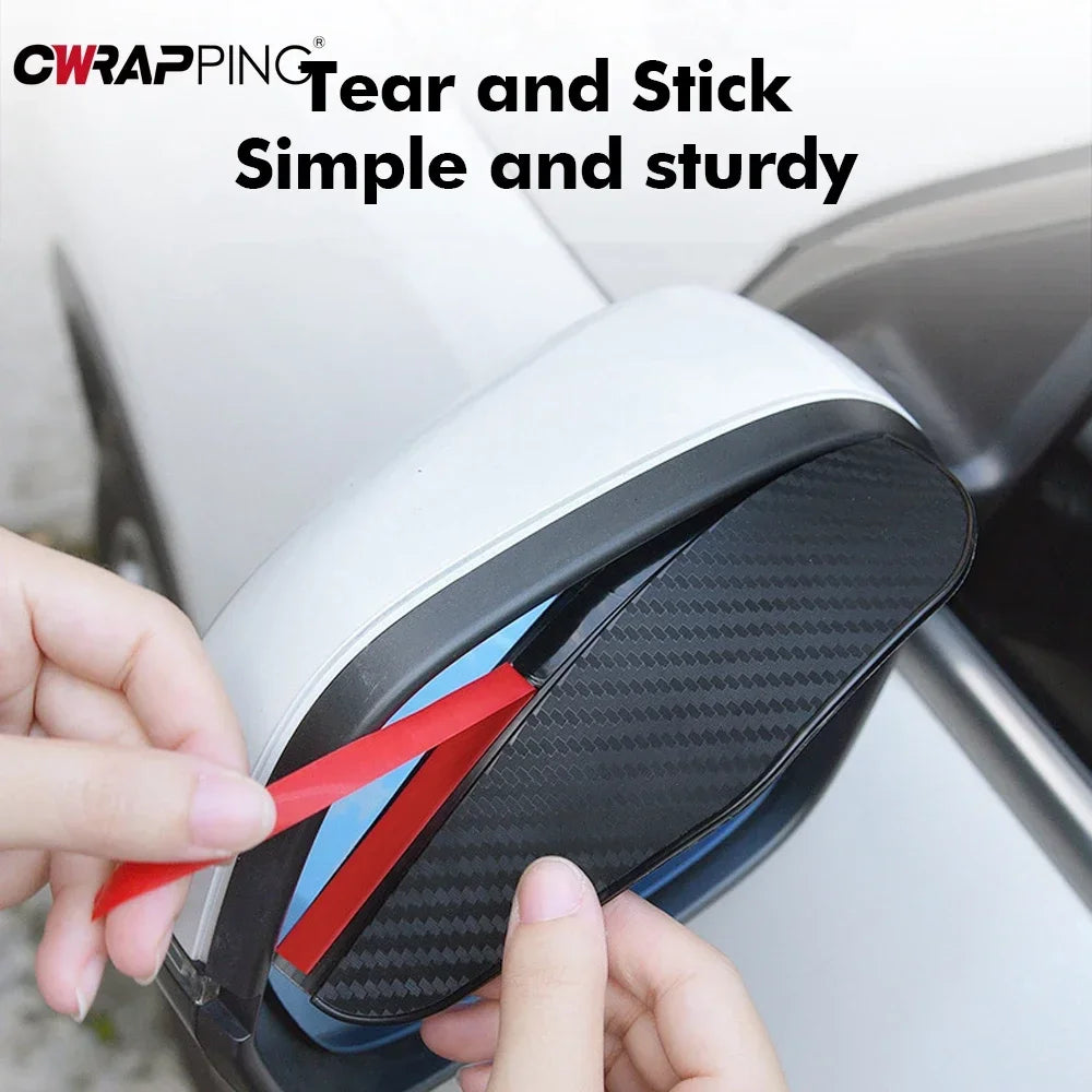 Car Rearview Mirror Rain Eyebrow Carbon Fiber Sun Visor Shade Protector Clear Vision Rain for Car Rearview Covers Accessories