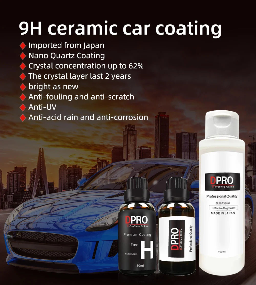 Dpro 9H Ceramic Car Coating Liquid Glass Waterproof Nano Ceramics Paint Care Anti-scratch Hydrophobic Car Detailing Polish Kit